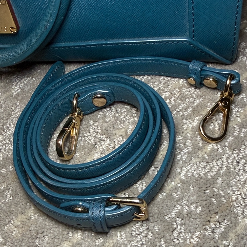 MCM Structured Saffiano Leather Satchel with Crossbody Strap - Picture 13 of 14